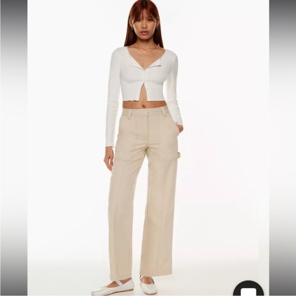 Aritzia Sunday Best Oscar Pant organic cotton carpenters cargo in Cream size 10 - Picture 1 of 15
